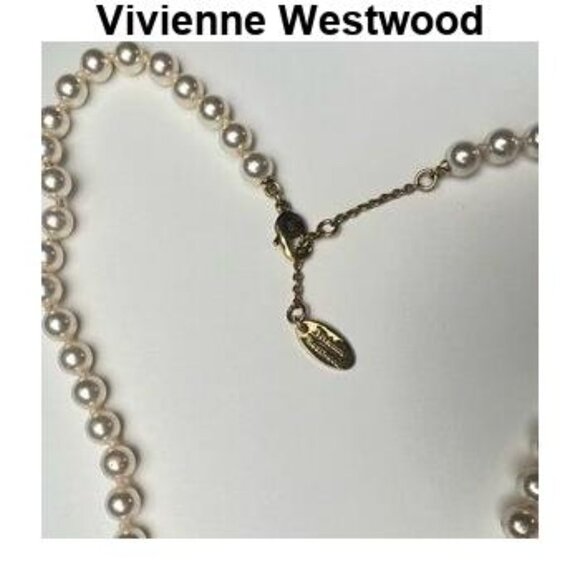 VIVIENNE WESTWOOD Bas Relief Orb mini silver-toned brass and pearl necklace. New - Picture 4 of 5